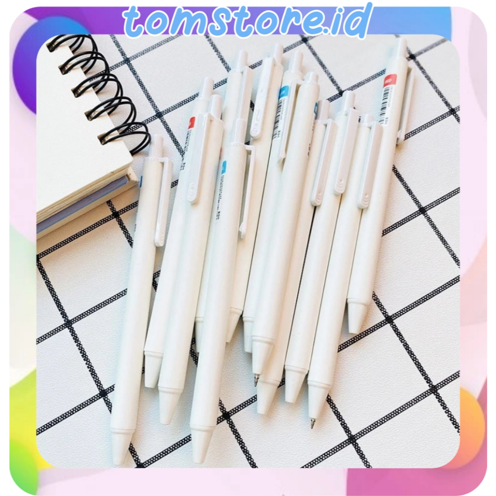 

TOMSTORE.ID Pena Cetekan Polos Putih Pena Gel 0.5mm Pulpen Warna Tinta Hitam Biru Alat Tulis Sekolah Kantor Pen Warna Putih Bolpoint Polos S144