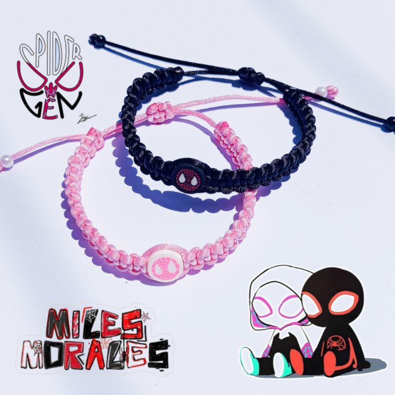 2PCS Gelang rajut couple Spiderman - gelang tali serut couple - gelang tali couple
