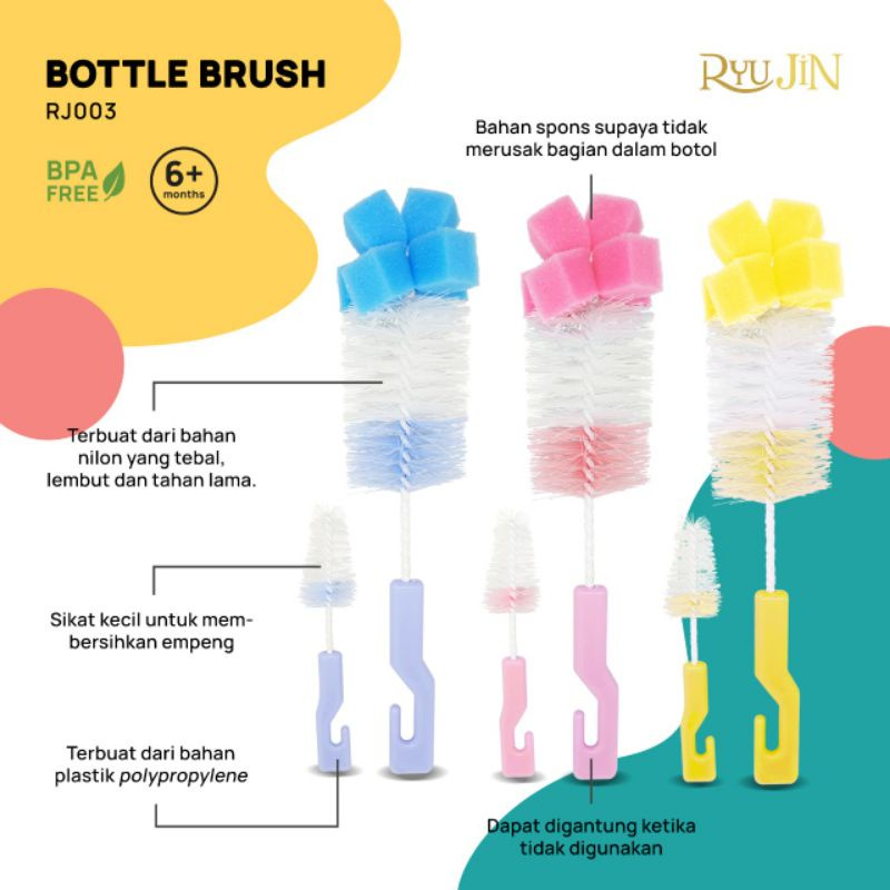 Sikat Botol Bayi & sikat Sedotan Merk RYUJIN Murah Dan Bagus RJ-003 / RJ-005 / RJ-014