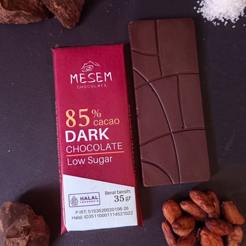 

Mesem 85% Dark Chocolate 35gram | Coklat Hitam Rendah Gula | Coklat Premium Low Sugar Gluten Free