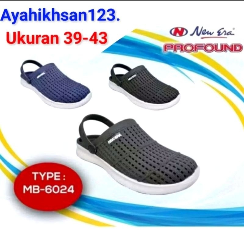 sepatu sandal pria new era full karet sandal slop tali belakang