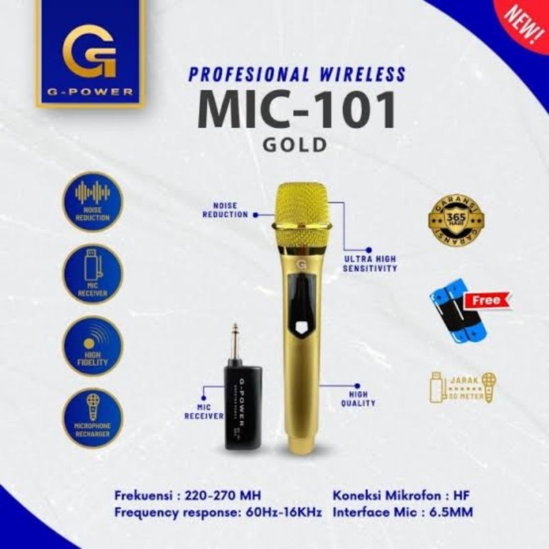 Mic Wireless Advance 103 Single Charger Original G-Power Mic 101 Gold Microphone Wireless G power
