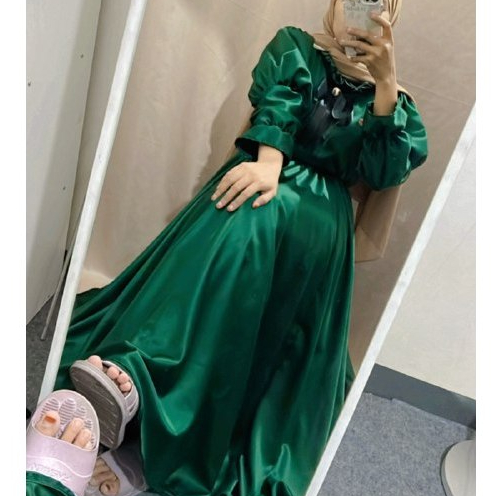 Ayzura Dress Dewasa Satin Velvet Gamis Muslim Kondangan Pesta Mewah Lebaran Gaun Wanita