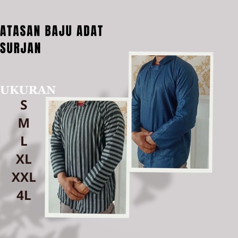 Surjan Baju Lurik Atasan Pria Dan Kutubaru Wanita - Baju Surjan Lurik Jumbo XXXXL / 4L  Baju Adat Ja
