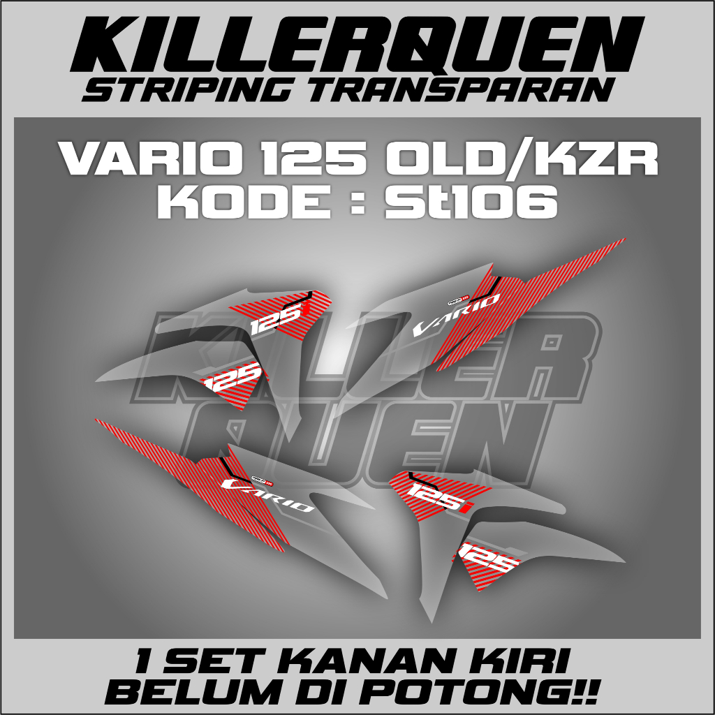 STIKER TRANSPARAN VARIO  KZR 125 OLD  (ST106)  STIKER LIST TRANSPARAN