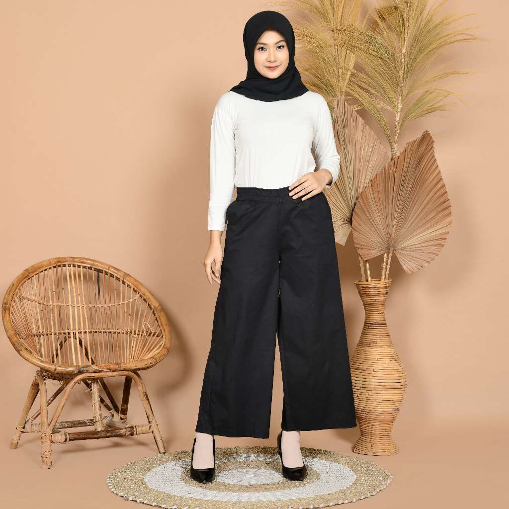 Celana Kulot Wanita Jumbo Bahan Kain Katun