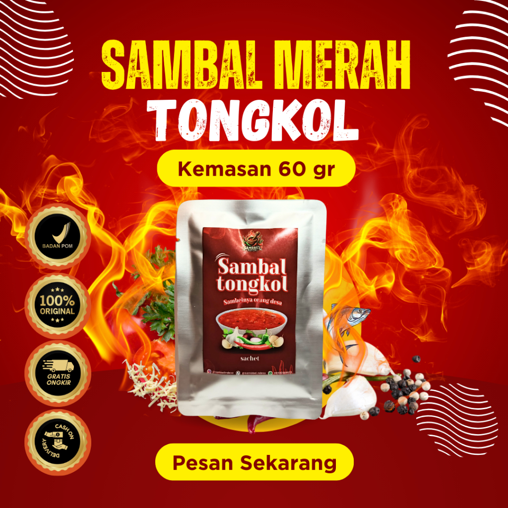 

Sambel Ndeso - Sambal Tongkol Merah kemasan Sachet Asli bahan dari Ndeso
