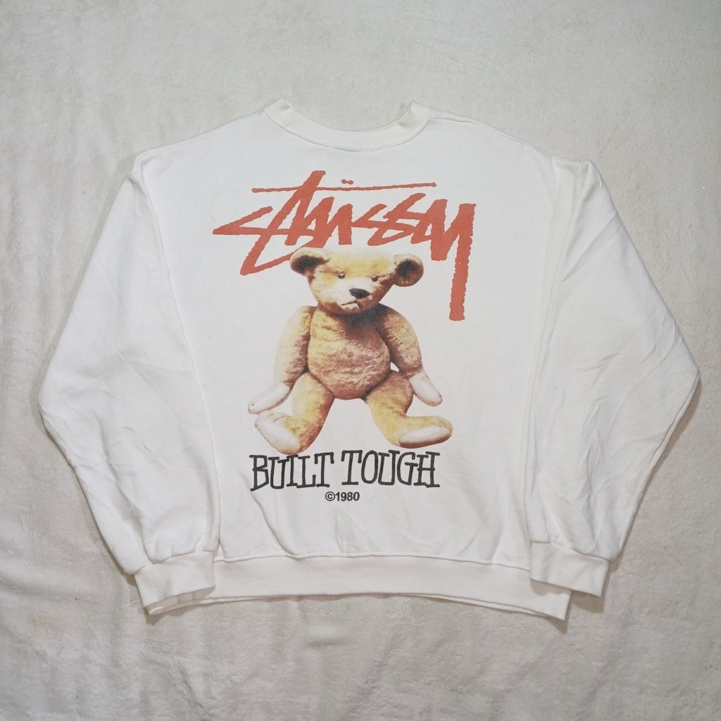 CREWNECK STUSSY BUILT TOUGH 1980, SIZE XL (SECOND BRANDED) PUTIH, PT26