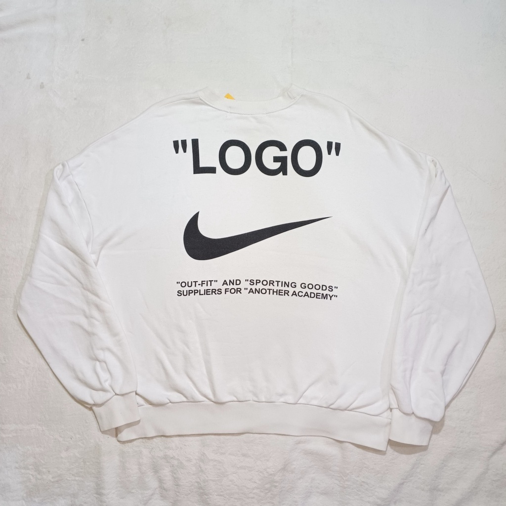 CREWNECK OFF WHITE X NIKE SWOOSH, SIZE M - L (SECOND BRANDED) PUTIH PT33