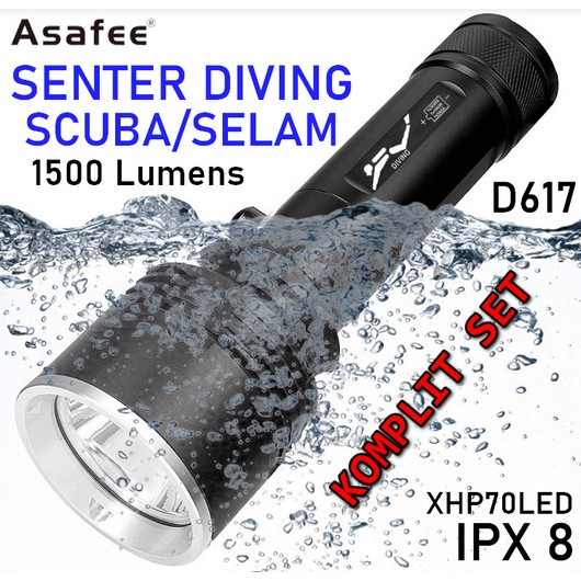 Senter Diving / Senter Menyelam Asafee D617 IPX 8 / Senter Scuba Asafee / Senter Selam