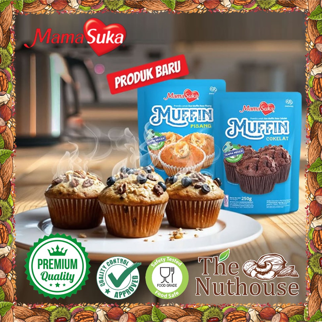 

Mamasuka Muffin Tepung Premiks Rasa Coklat / Pisang Kemasan Pouch 250gr [HALAL]