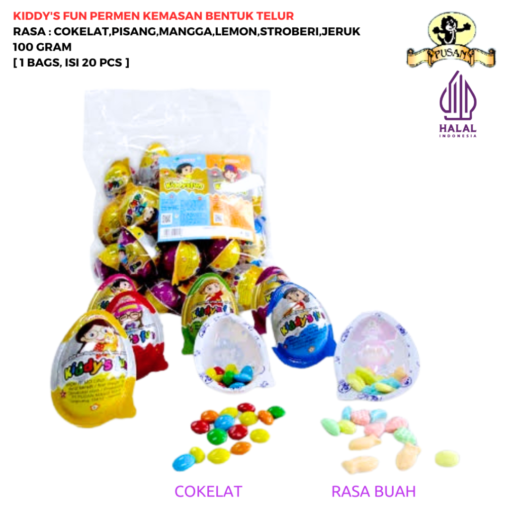 

[Halal] Pusan KiddysFun Viral Permen Telur 100 Gr