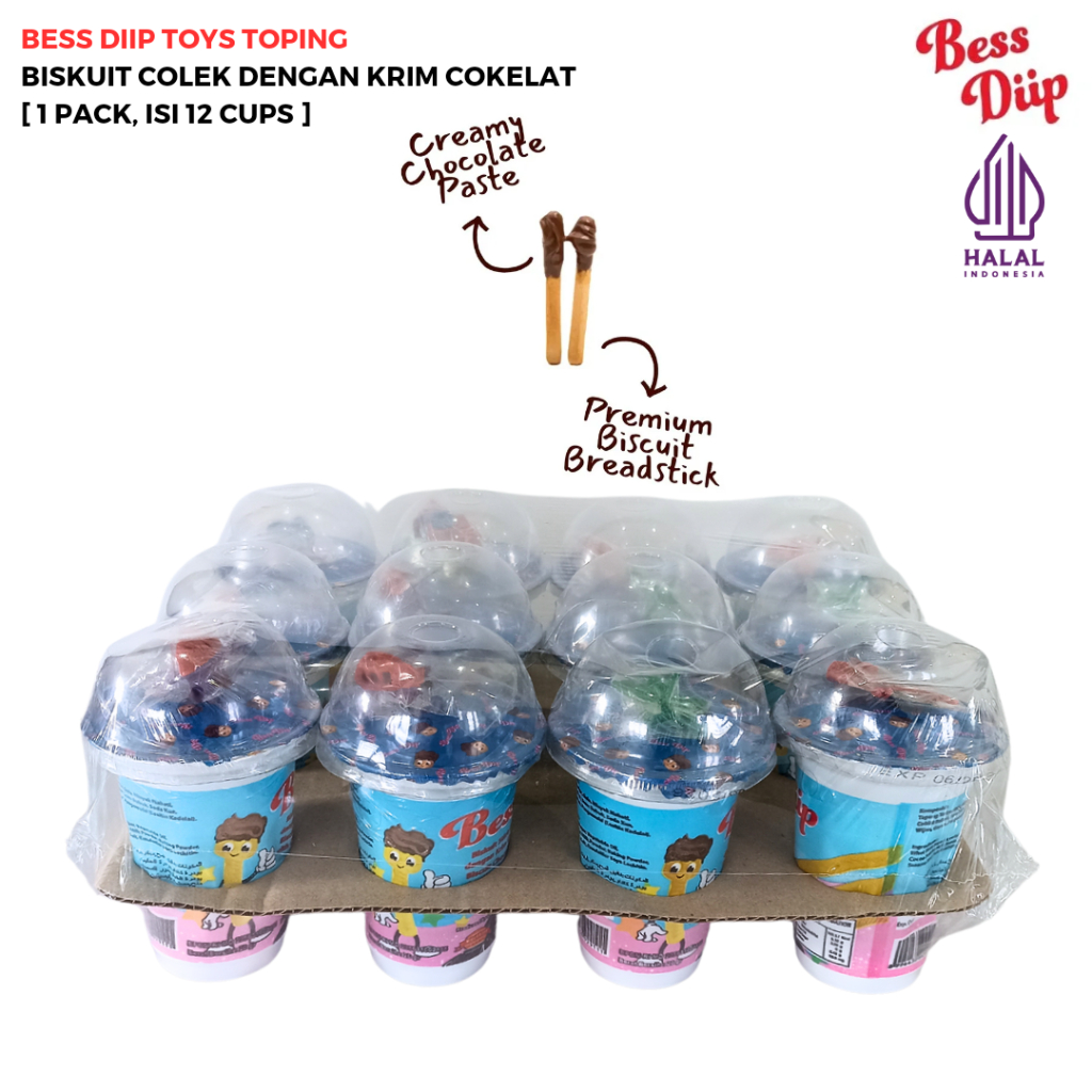 

[Halal] Bess Diip Toys Viral Biskuit Colek Krim Coklat [1 Pack, Isi 12 Cups]