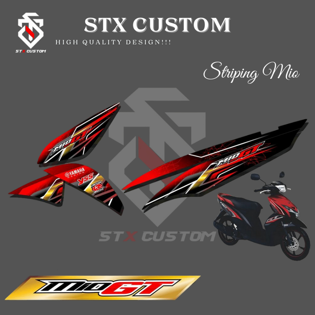 Stiker Striping Mio GT - Sticker Striping Mio GT Motif Racing