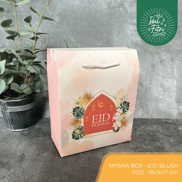

10 Pcs Paperbag Spesial Edisi Eid Mubarak Packaging Hampers Lebaran Bahan Ivory Ukuran 18x9x17 cm