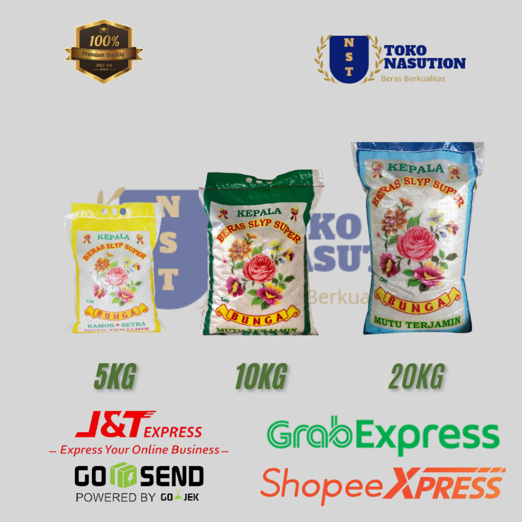 

BERAS SLYP SUPER cap BUNGA | Beras PREMIUM cap BUNGA kemasan 5kg 10kg 20kg