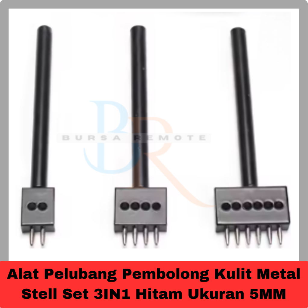 

Alat Pelubang Pembolong Kulit Metal Stell Set 3IN1 Hitam Ukuran 5MM