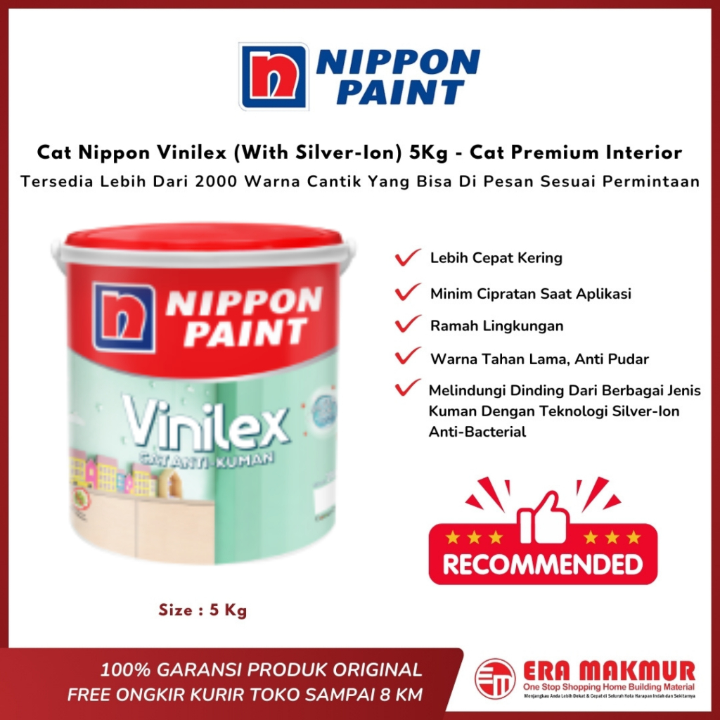 NIPPON PAINT – Cat Nippon Vinilex ( With Silver-Ion ) 5Kg - Cat Premium Interior 5 Kg