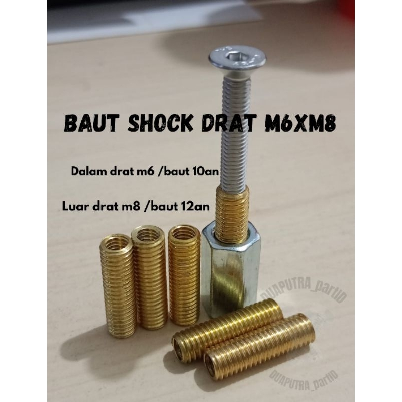 Baut SHOCK drat M6-M8 baut SHOK DOL SLEK pengganti lubang baut aus rusak baut ulir luar