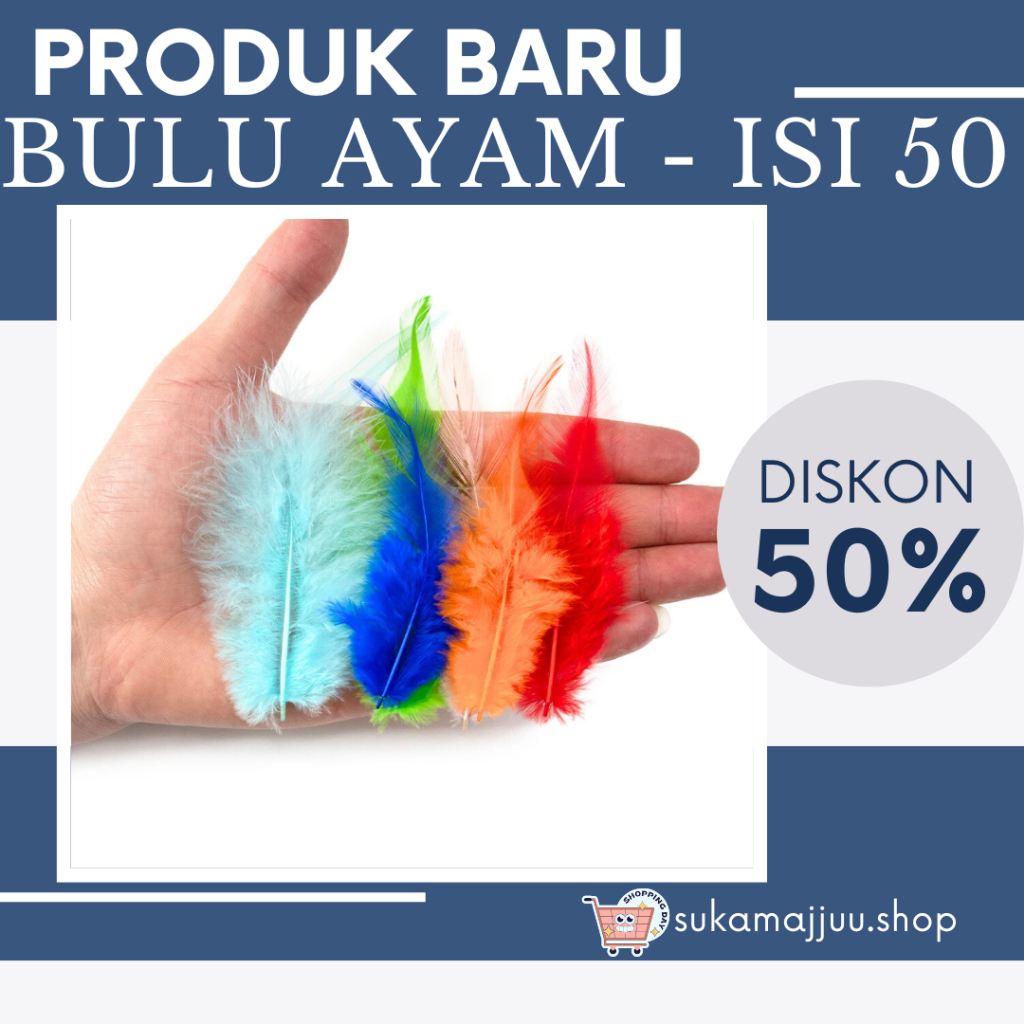 ⚡⚡TERMURAH⚡⚡BULU AYAM - ISI 50||PRAKARYA KEMOCENG BULU AYAM WARNA WARNI PER 1 BUNGKUS ISI 50