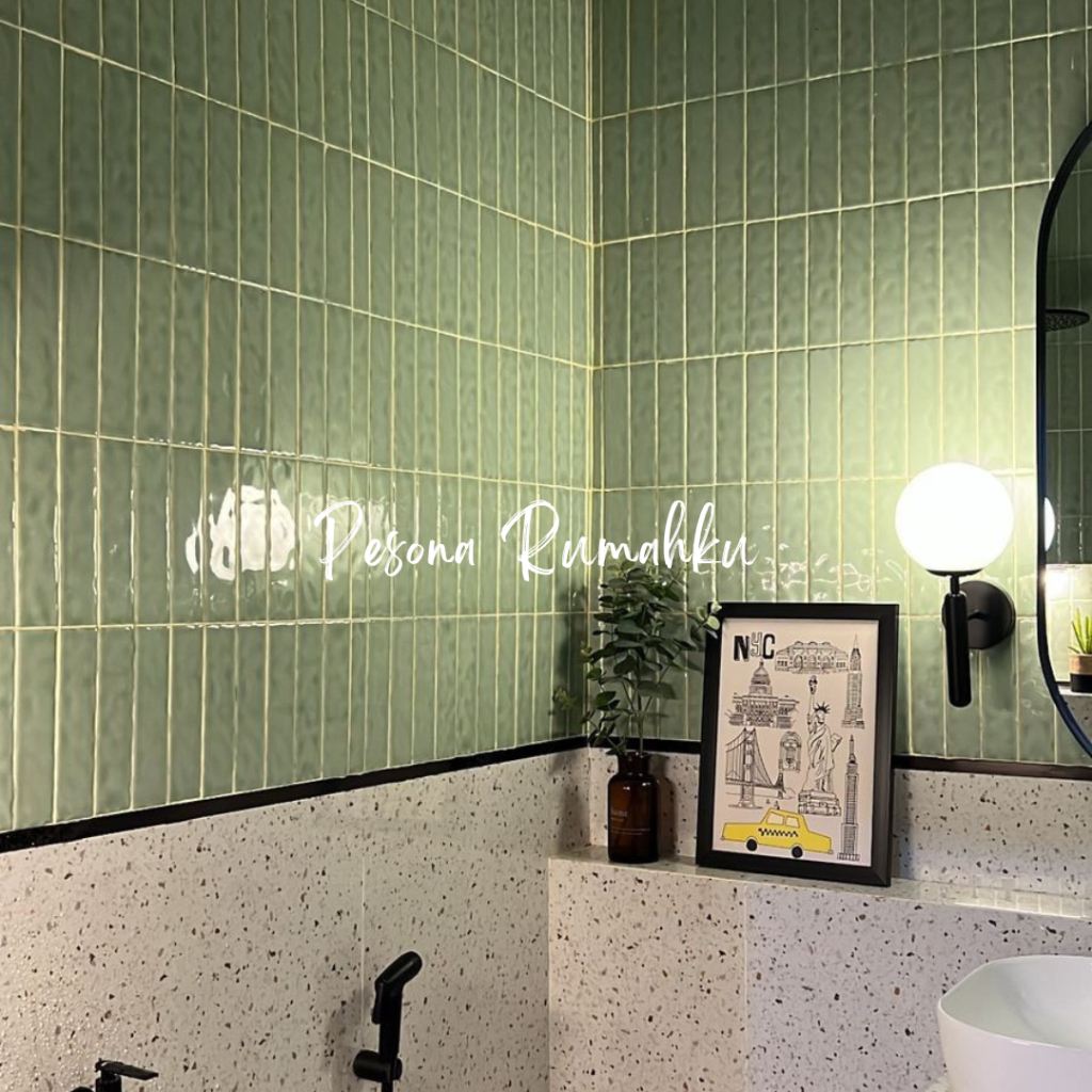Keramik Venus Takko Fancy Pistachio Wave Glossy - Keramik Dinding Kamar Mandi Modern/ Backsplash Til