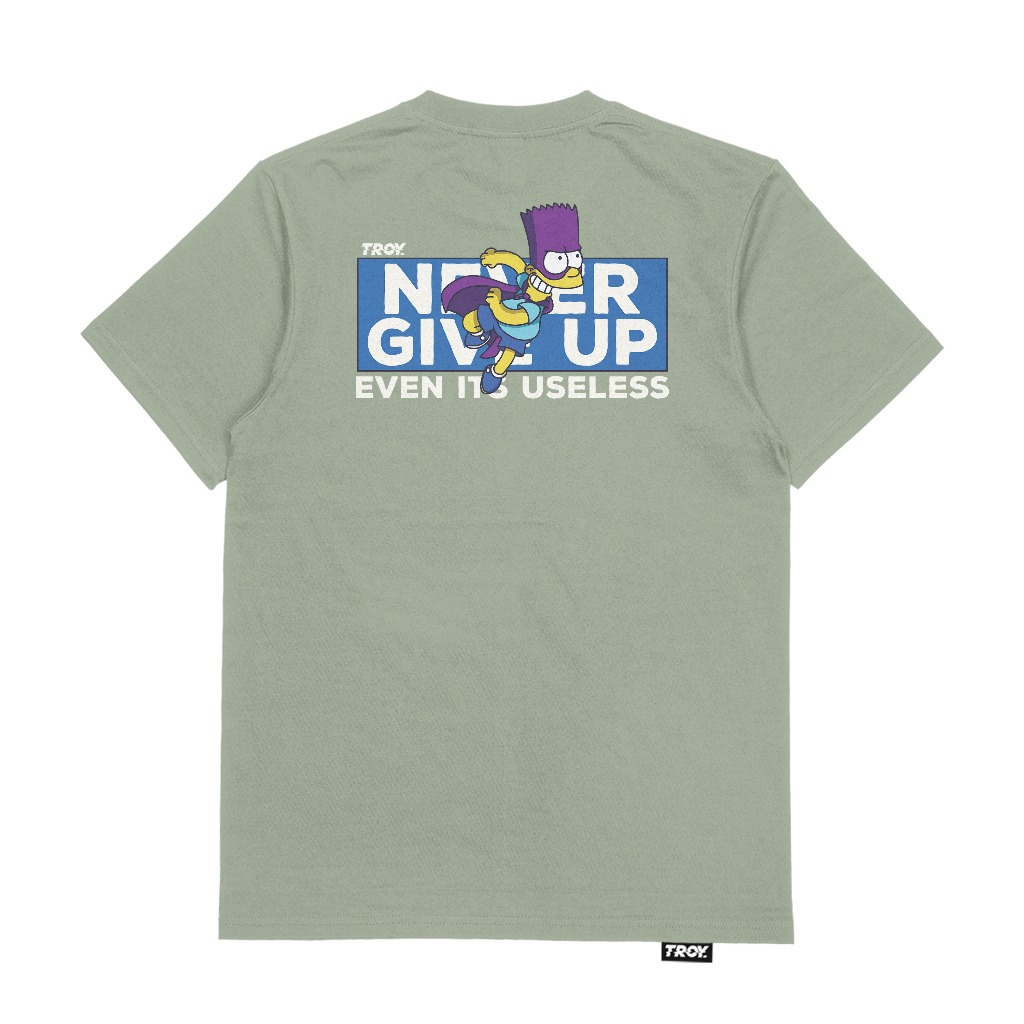 Troy Company Tshirt Sage Green Never Give Up - Kaos Lengan Pendek Kaos Hijau Sage MTD 2874