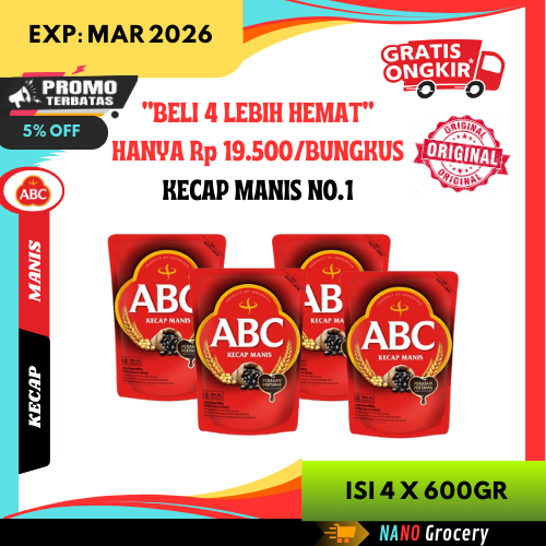 

4 Pouch Refill ABC Kecap Manis Isi 600 Gram | Kecap Manis No.1