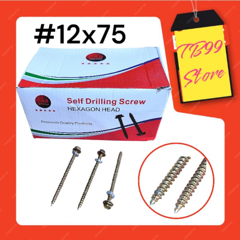 Harga Per Kotak Isi 200 PCS Batu Drilling Kayu 12x75  / Batu Roofing 7,5cm Untuk Rangka Kayu