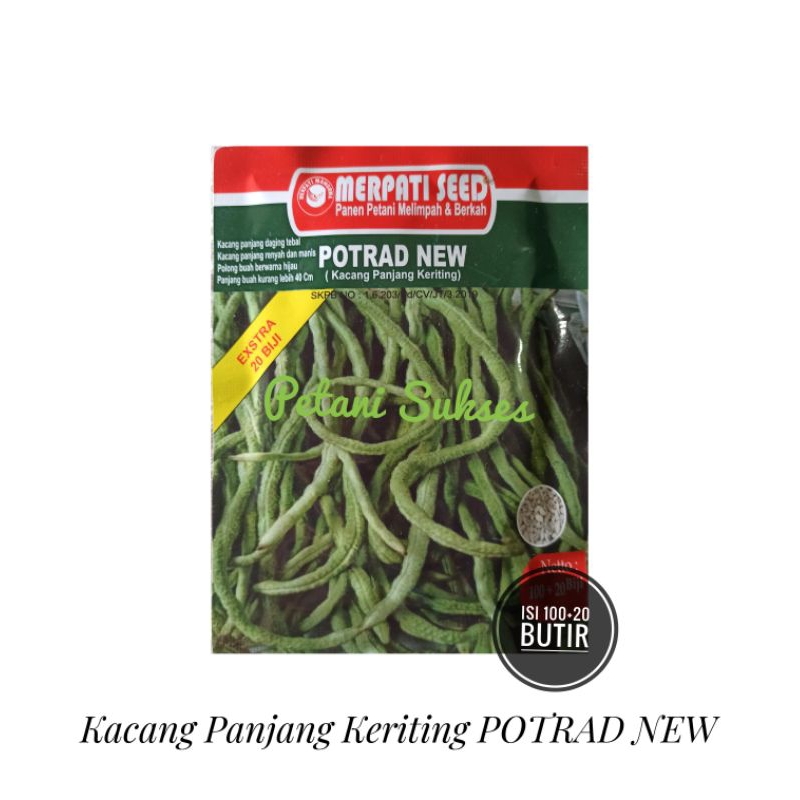 (100+20 butir) Bibit benih sayuran kacang panjang keriting POTRAD NEW  100+20 butir Merpati Seed