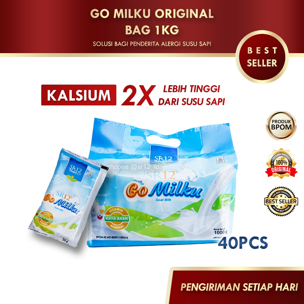 

GO MILKU ORIGINAL BAG 1KG (ISI 40PCS) SR12 / GOMILKU SR12 / SUSU KAMBING ETAWA SR12