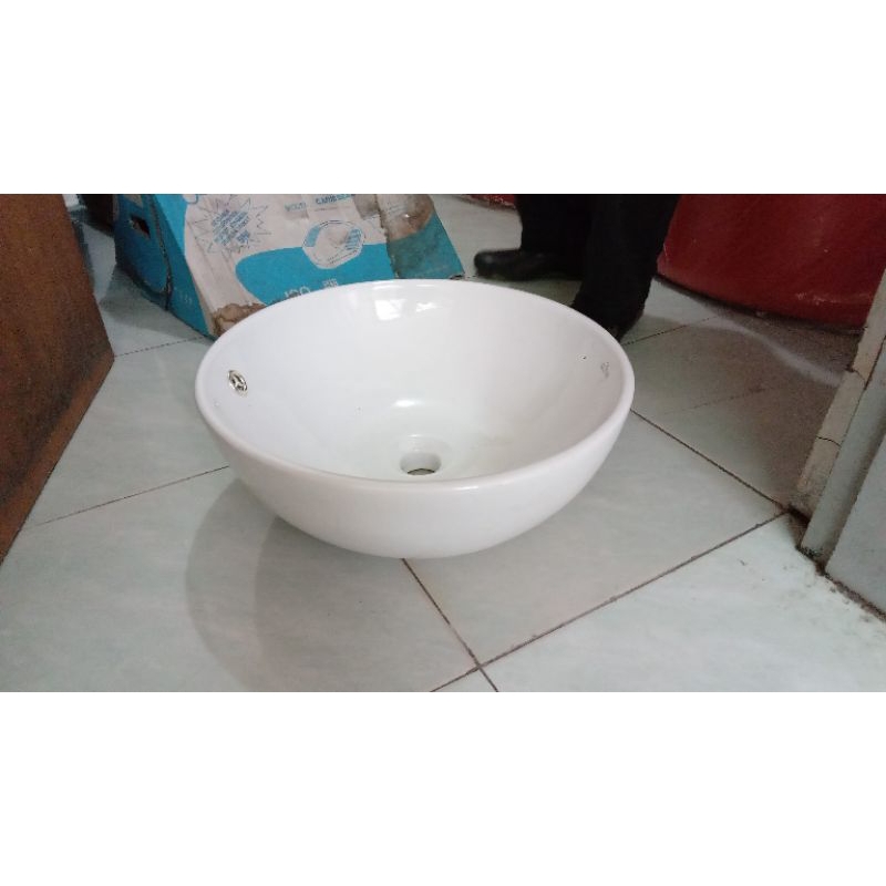 wastafel cuci tangan bulat mangkok white putih
