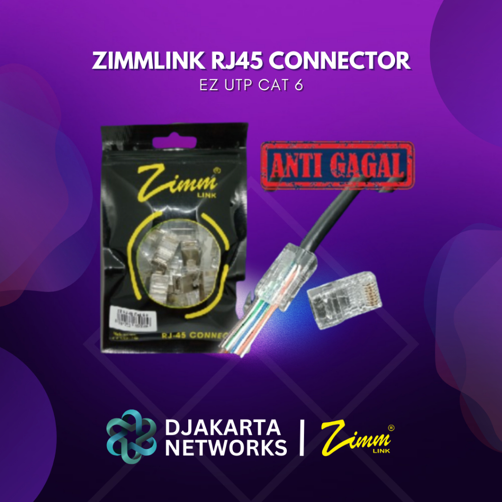 ZIMMLINK EZ UTP CAT6 KONEKTOR RJ45 UTP CAT 6 ANTI GAGAL ZIMM LINK