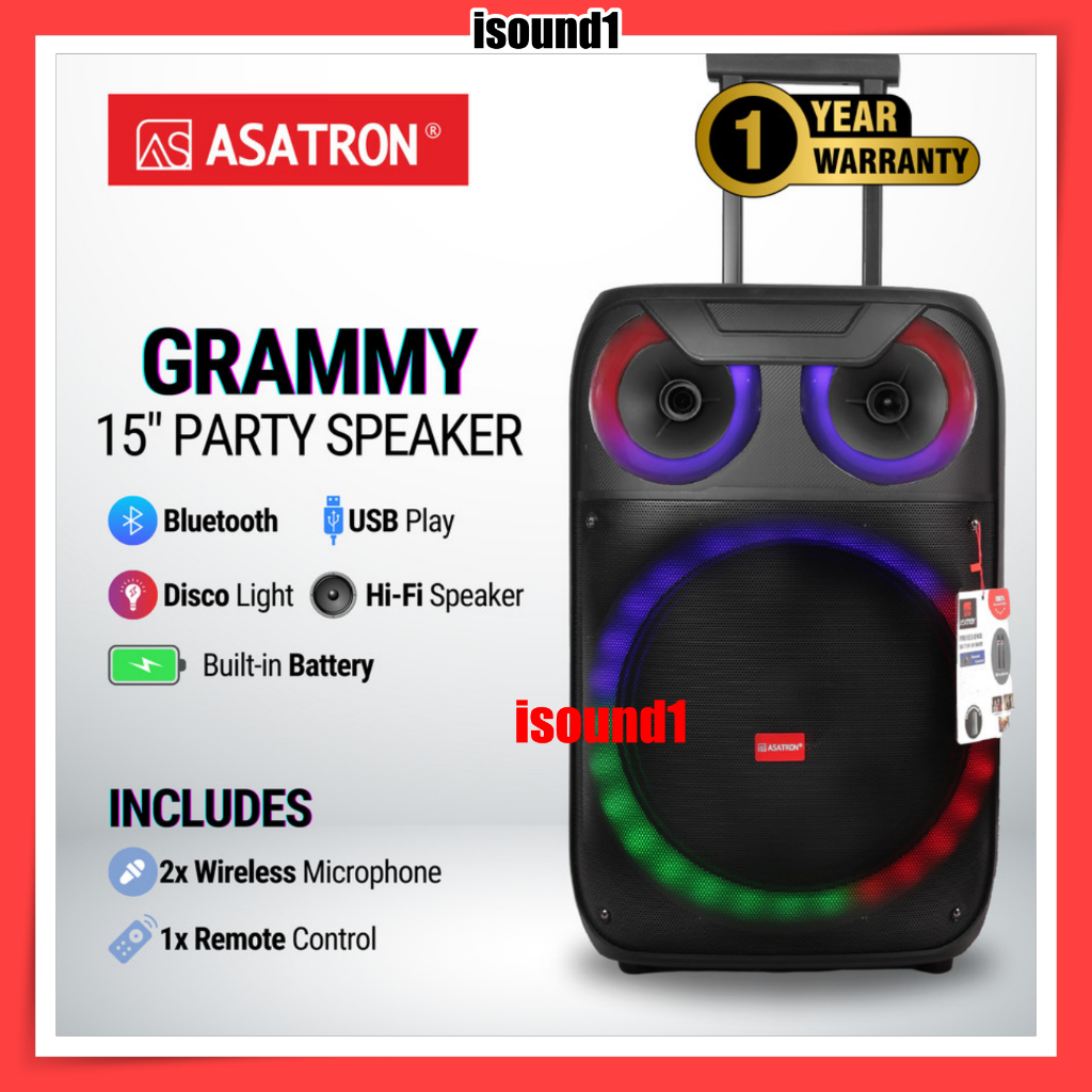 SPEAKER PORTABLE ASATRON 15 INCH ASATRON GRAMMY SPEAKER 15 IN ORIGINAL