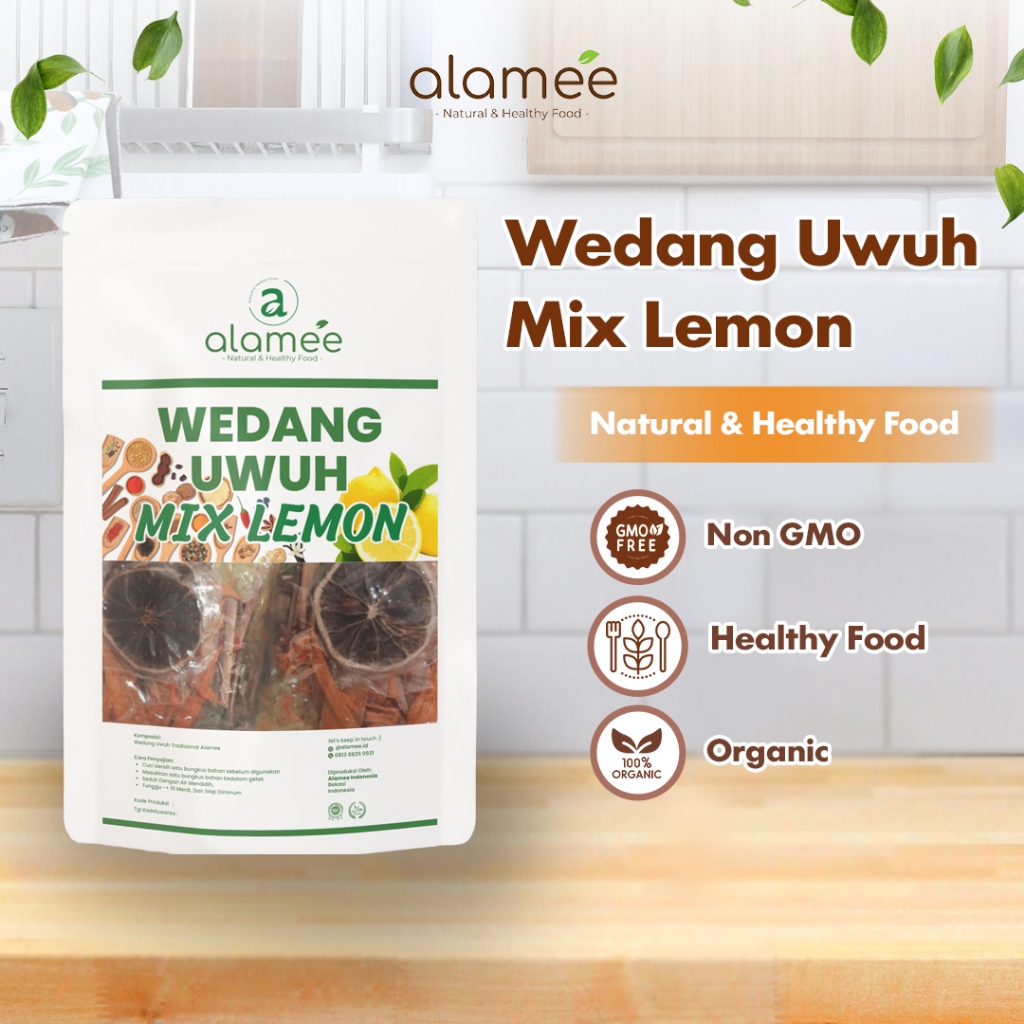 

ALAMEE Wedang Uwuh Mix Lemon Asli Rempah Minuman Herbal Alami Langsung Seduh Lengkap Komplit