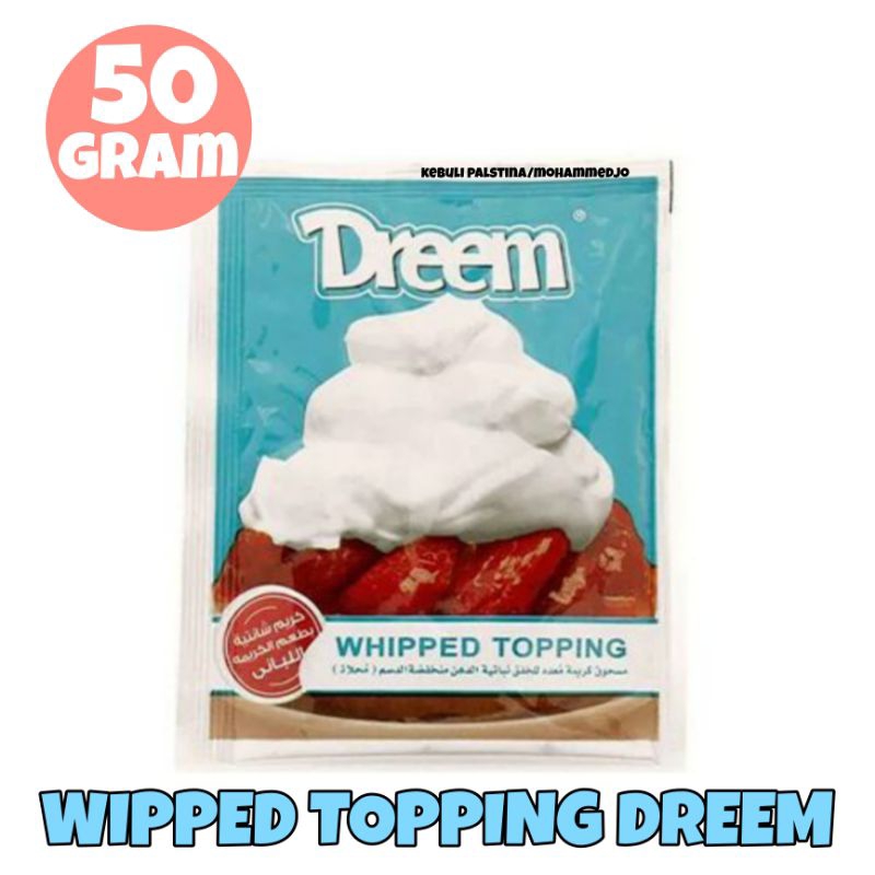 

WIPPED TOPPING CREAM DREAM 50g dari suadi EXP 12/2025