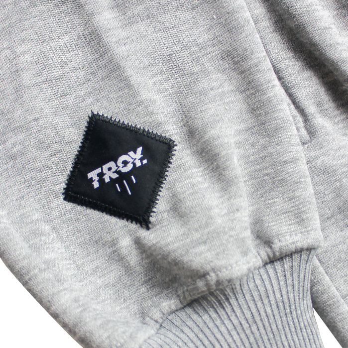 Troy Company Sweater Crewneck Half Zipper Misty Shredded - Half Zip Pria Abu Misty HZ 2883