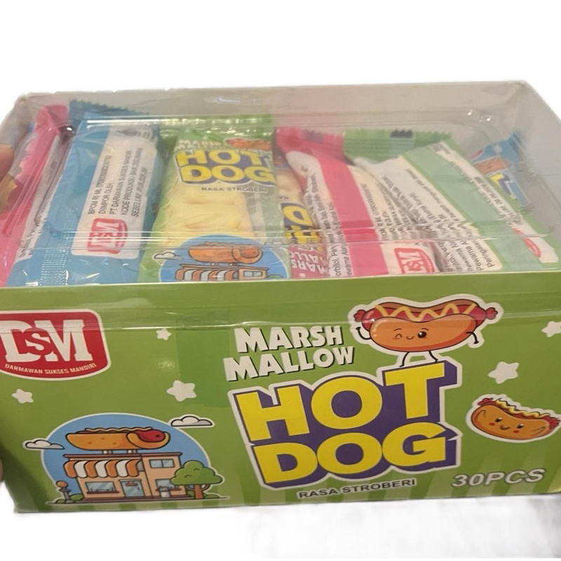 

MARSHMALLOW HOT DOG ( isi 30 pcs / box ) RASA STROBERI