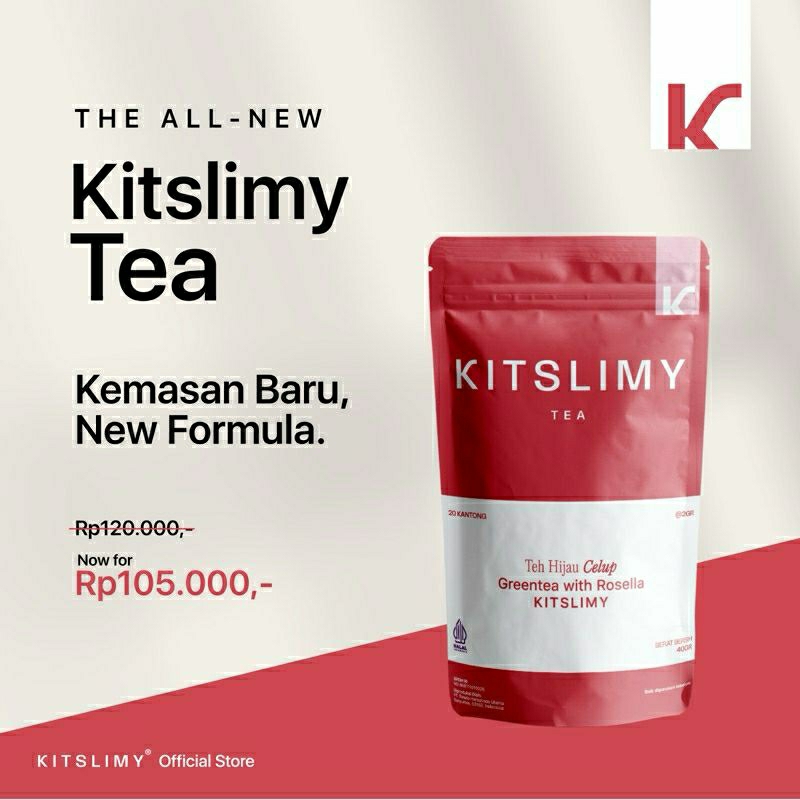 

Kitslimy Slimming Tea Isi 20 | Teh Pelangsing Herbal | Teh Hijau | Teh Detox By Kitslimy BPOM