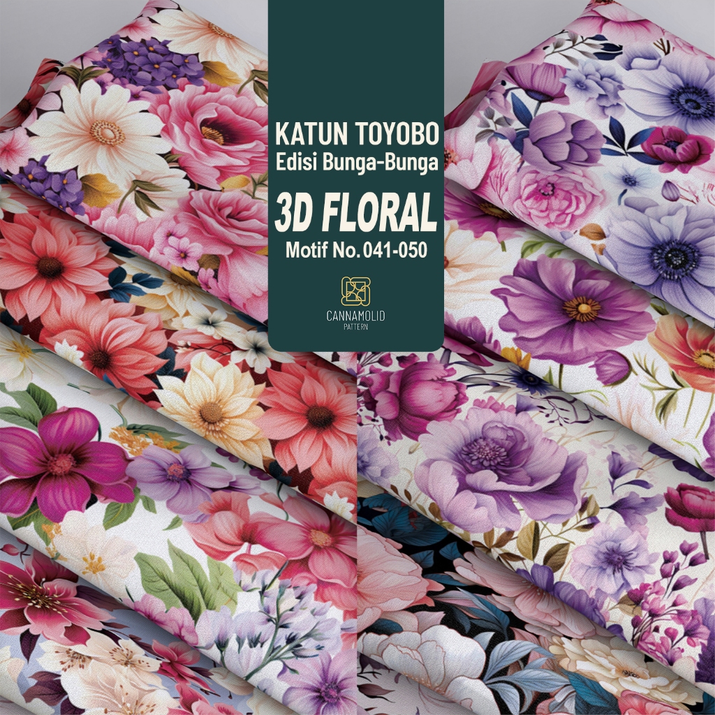 Kain Toyobo Motif BUNGA 3D Besar | Lebar 145cm | 3D FLORAL 41-50