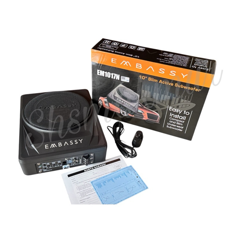 EMBASSY EM-1017N SUBWOOFER AKTIF  10 inch/ sub kolong jok mobil embassy
