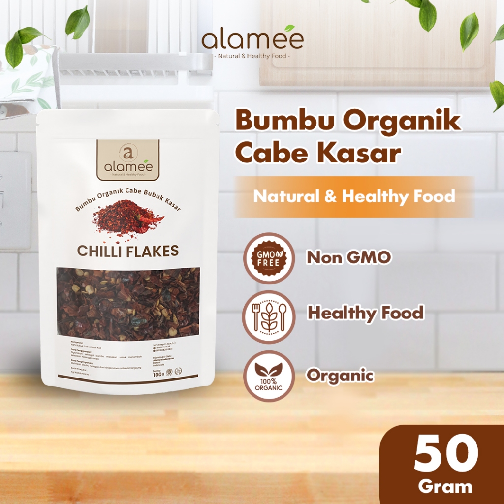 

ALAMEE Cabe Bubuk Kasar Chilli Flakes Cabai Bumbu Dapur Instan Organik Murni Tanpa Campuran 50gr