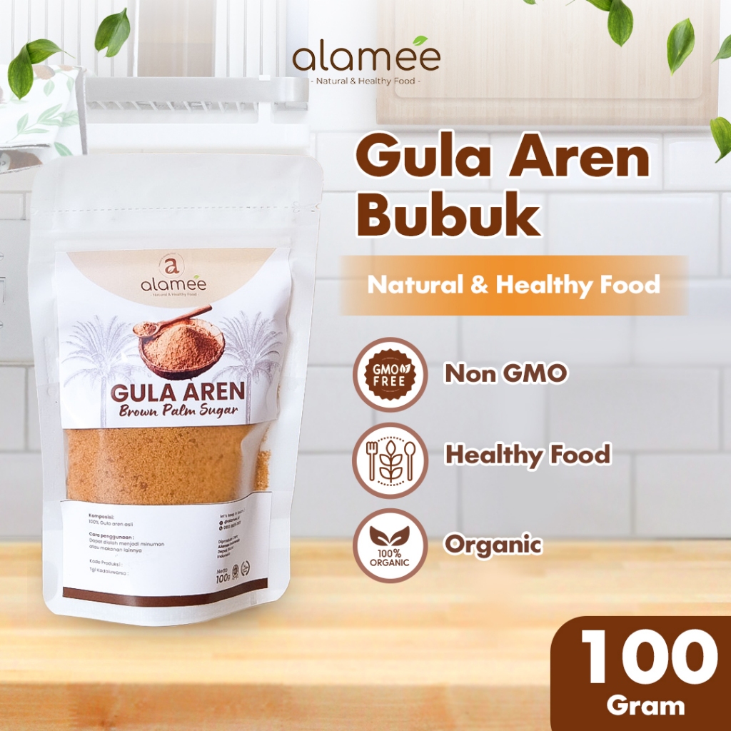 

ALAMEE Gula Aren Bubuk Palm Sugar Organic Asli Organik Semut Powder Natural Pure 100gr