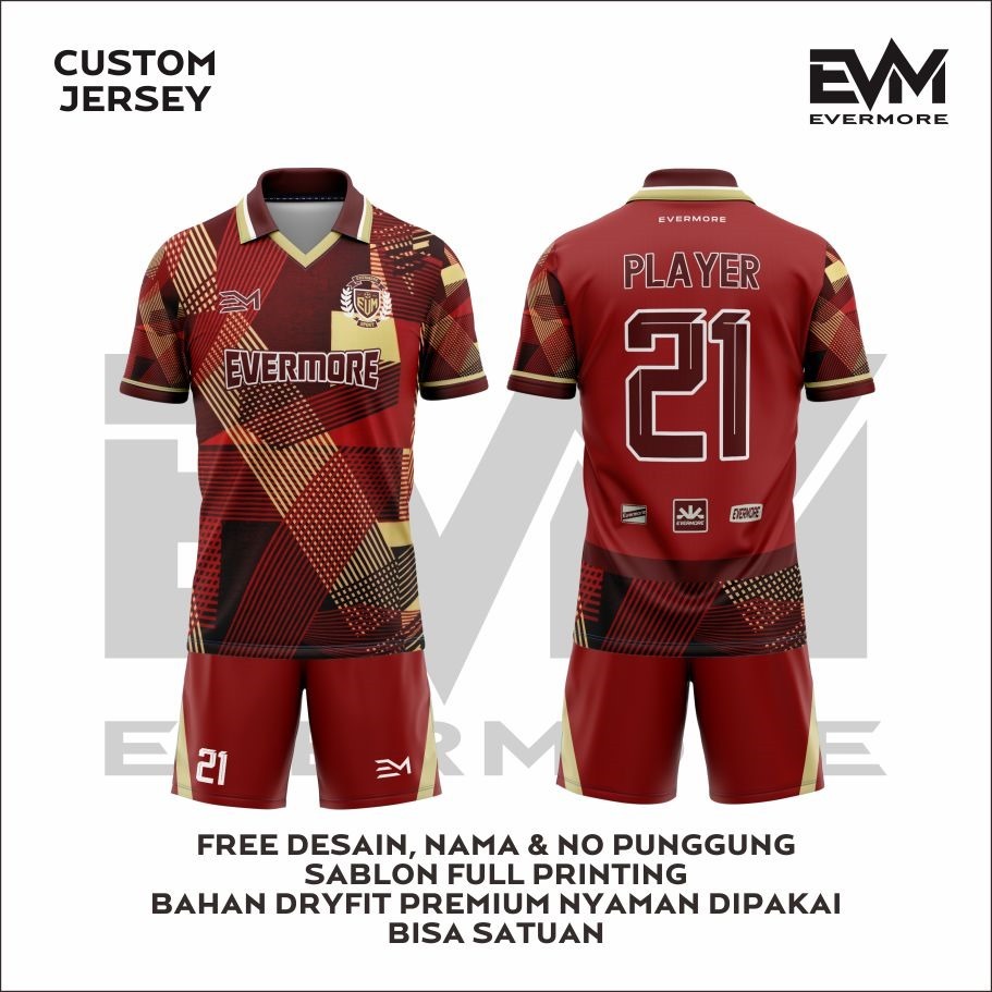 [Bisa Satuan] Jersey Futsal/Sepak Bola RED RIOT Full Printing Bebas Custom Evmsport