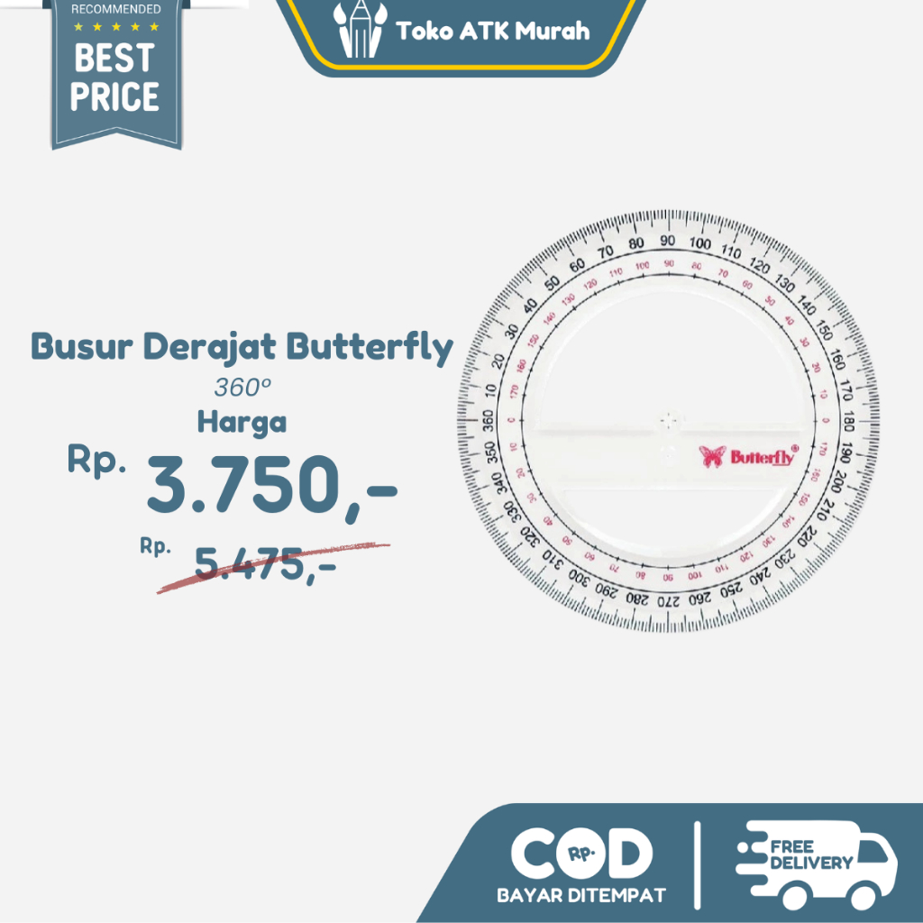 

Busur Butterfly 360 / 12cm no.6A / Penggaris Busur