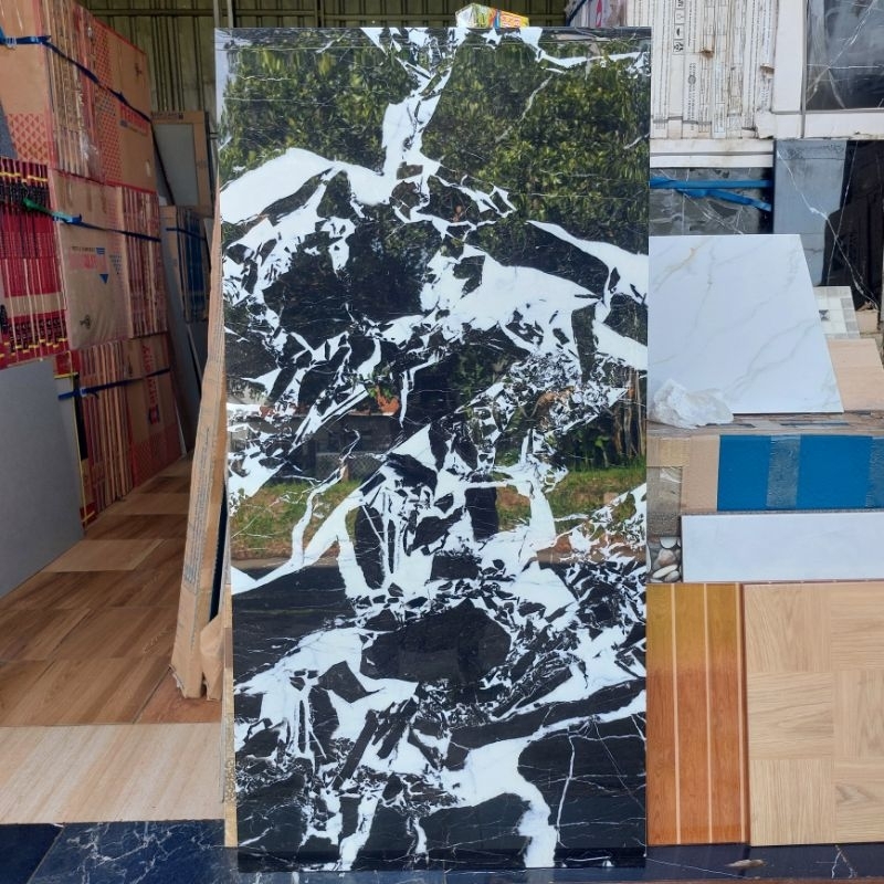 granit lantai/dinding uk 60x120 hitam corak infinity