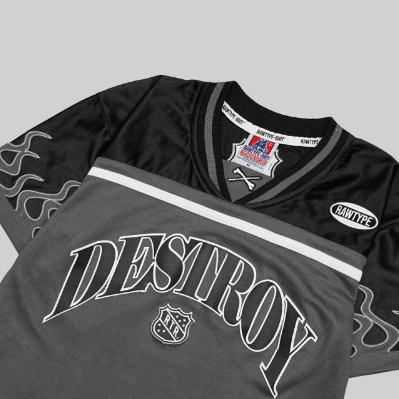 Destroy Flames Jersey Crop - Rawtype Riot