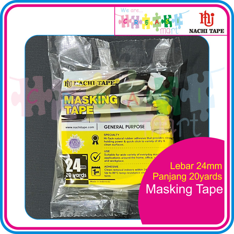 

NACHI Masking Tape / Selotip Kertas Lebar 24mm Panjang 20yard / +- 18meter
