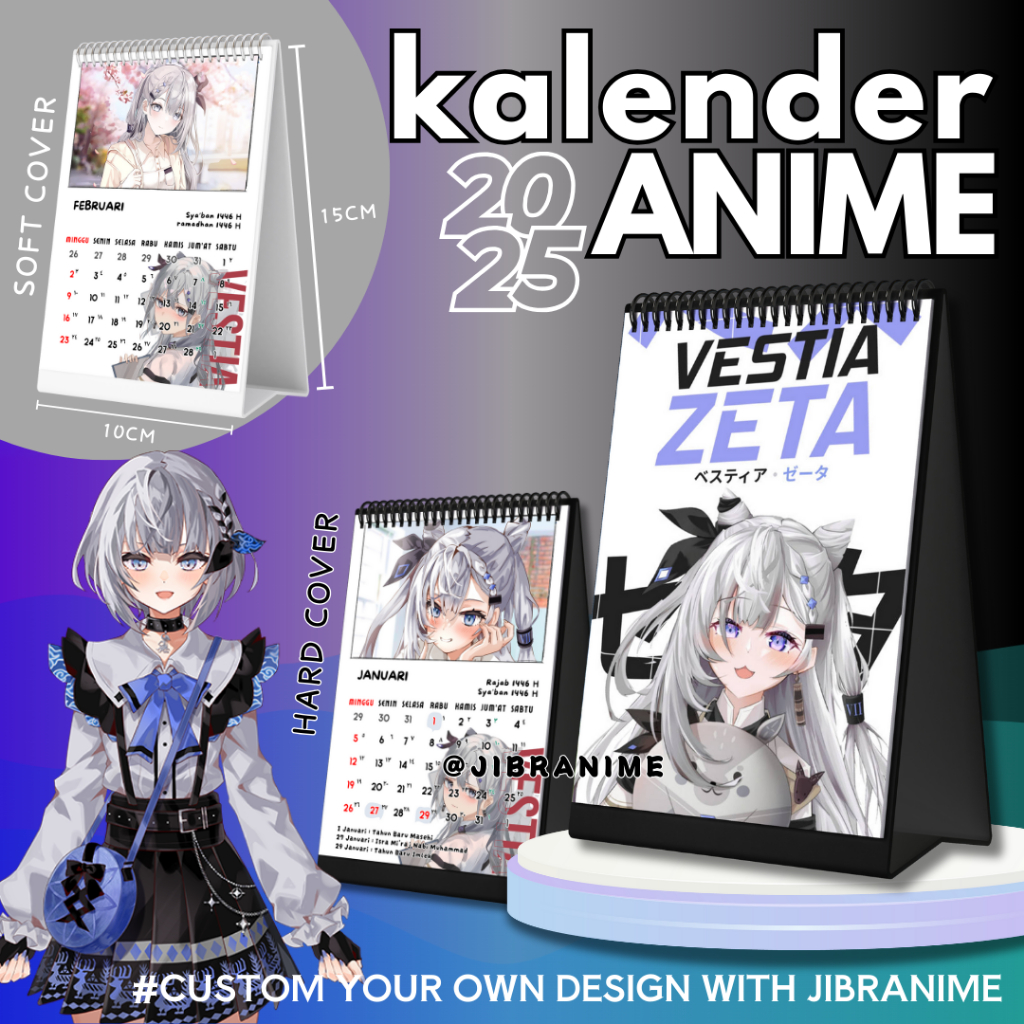 

Calendar / kalender meja 2025 anime Vestia Zeta / Custom kalender