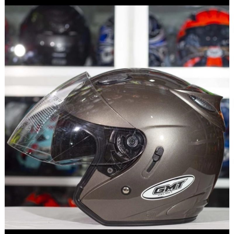 HELM HALF FACE GMT ORIGINAL DOUBLE VISOR  SEPEDA MOTOR SNI HELM ORI HELM PRIA DEWASA HELM WANITA HEL