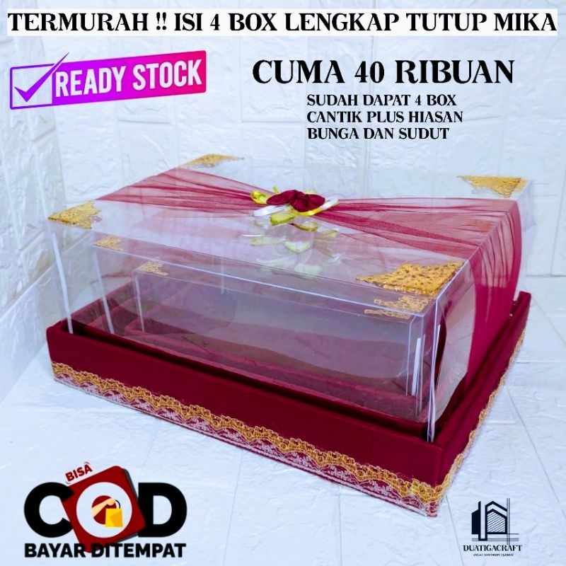 

Kotak Hantaran Seserahan 1 Set Mika Isi 4 Mahar Pernikahan Full Hias Mewah